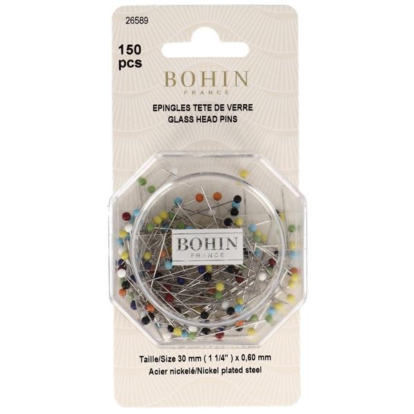 GLASS HEAD PIN EXTRA FINES 30mm - 0,6mm (Inhalt 150 Stück),